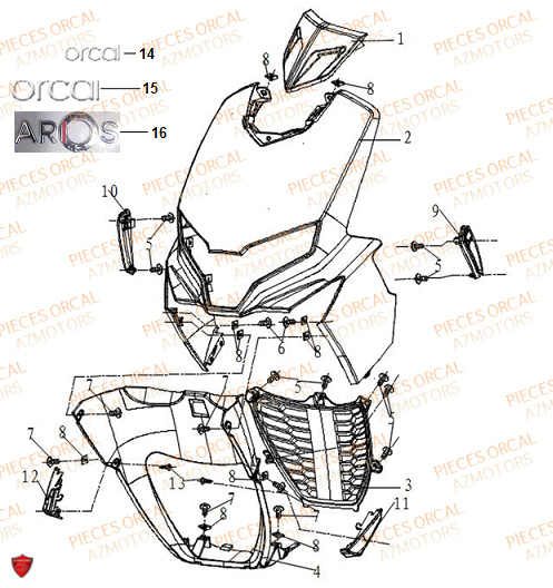 Face Avant ORCAL Pièces Orcal ORCAL ARIOS 50 12" Euro 5