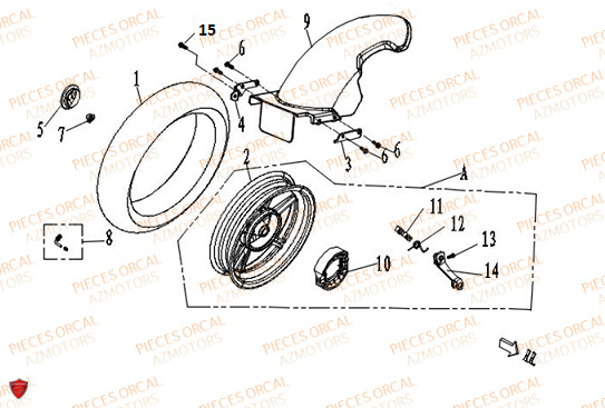 JANTE ARRIERE pour ARIOS 50 4T 12 POUCES