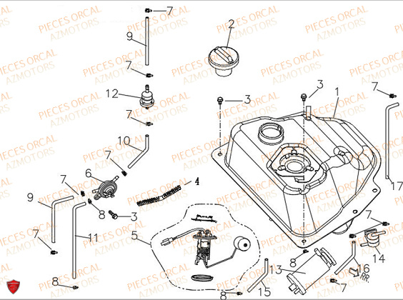 Reservoir Carburant ORCAL Pièces Orcal ORCAL ARIOS 50 12" Euro 5