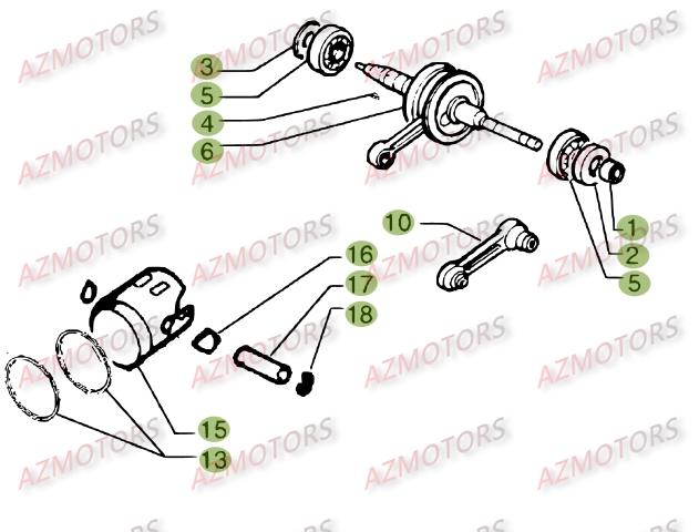 Vilebrequin   Piston   Contre Arbre AZMOTORS 