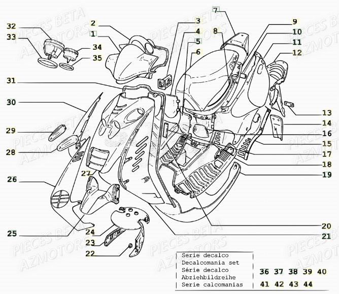 Carrosserie BETA Pièces Scooter 50 ARK AIR 2007-2011