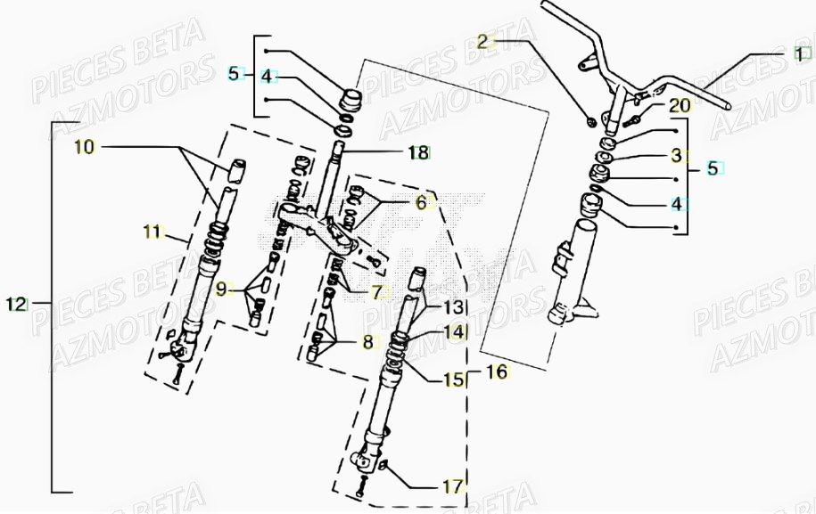 Fourche BETA Pièces Scooter 50 ARK AIR 2007-2011