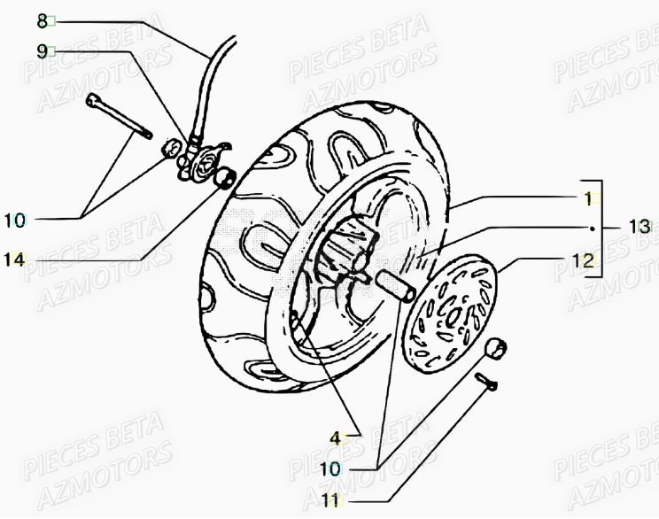 Roue Avant BETA Pièces Scooter 50 ARK AIR 2007-2011