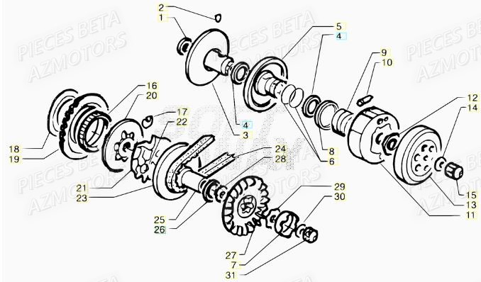 Embrayage BETA Pièces Scooter 50 ARK AIR 2013