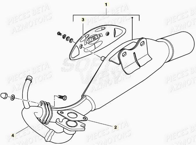 Echappement BETA Pièces Scooter 50 ARK LC 2007-2011