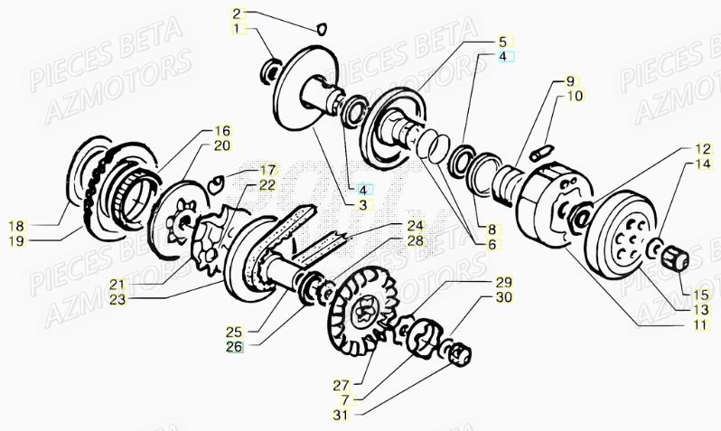 Embrayage BETA Pièces Scooter 50 ARK LC 2007-2011