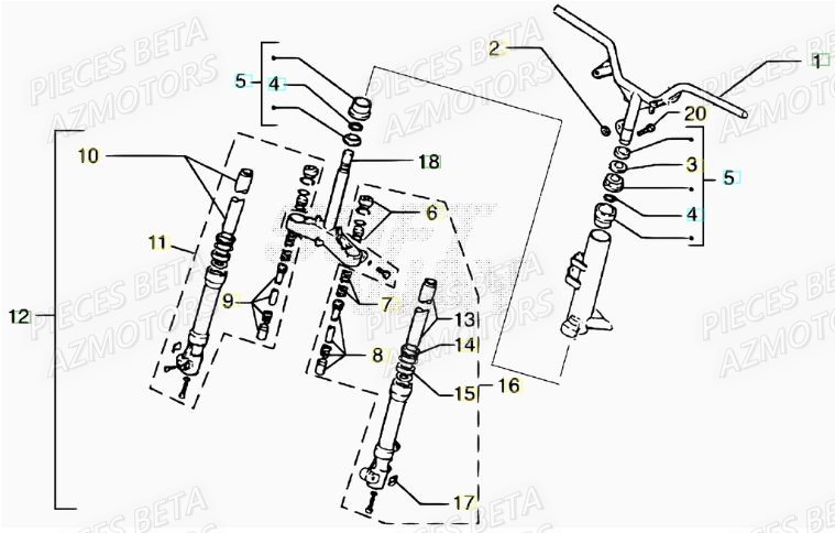 Fourche BETA Pièces Scooter 50 ARK LC 2007-2011