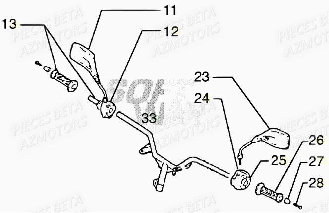 Guidon BETA Pièces Scooter 50 ARK LC 2007-2011