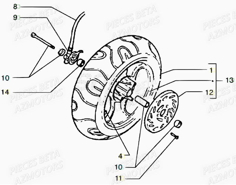 Roue Avant BETA Pièces Scooter 50 ARK LC 2007-2011