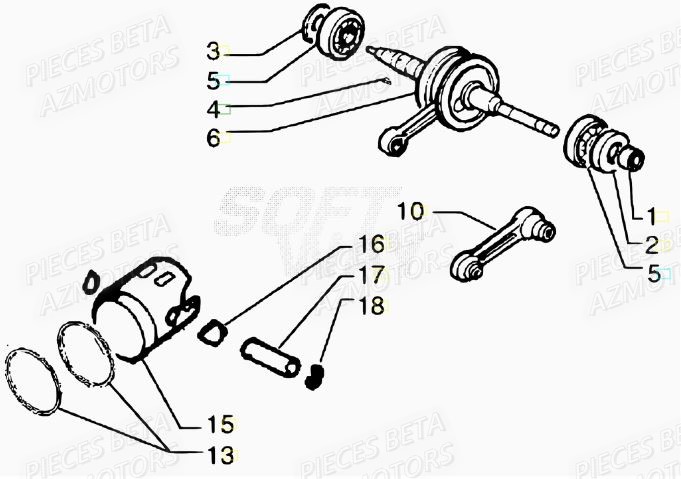 Vilebrequin BETA Pièces Scooter 50 ARK LC 2007-2011