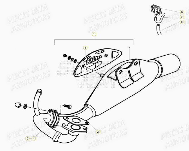 Echappement BETA Pièces Scooter 50 ARK LC 2013