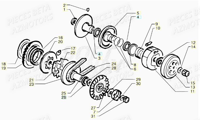 Embrayage BETA Pièces Scooter 50 ARK LC 2013