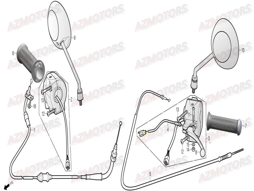 Commodo Retro Viseur DAELIM Pieces Scooter DAELIM Aroma 125cc