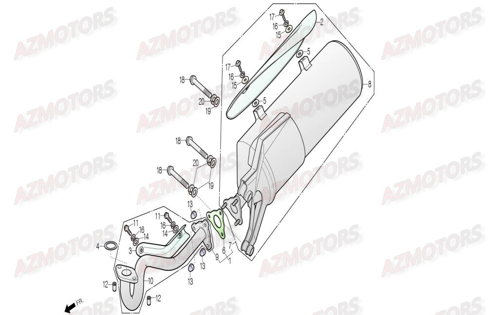 Echappement DAELIM Pieces Scooter DAELIM Aroma 125cc