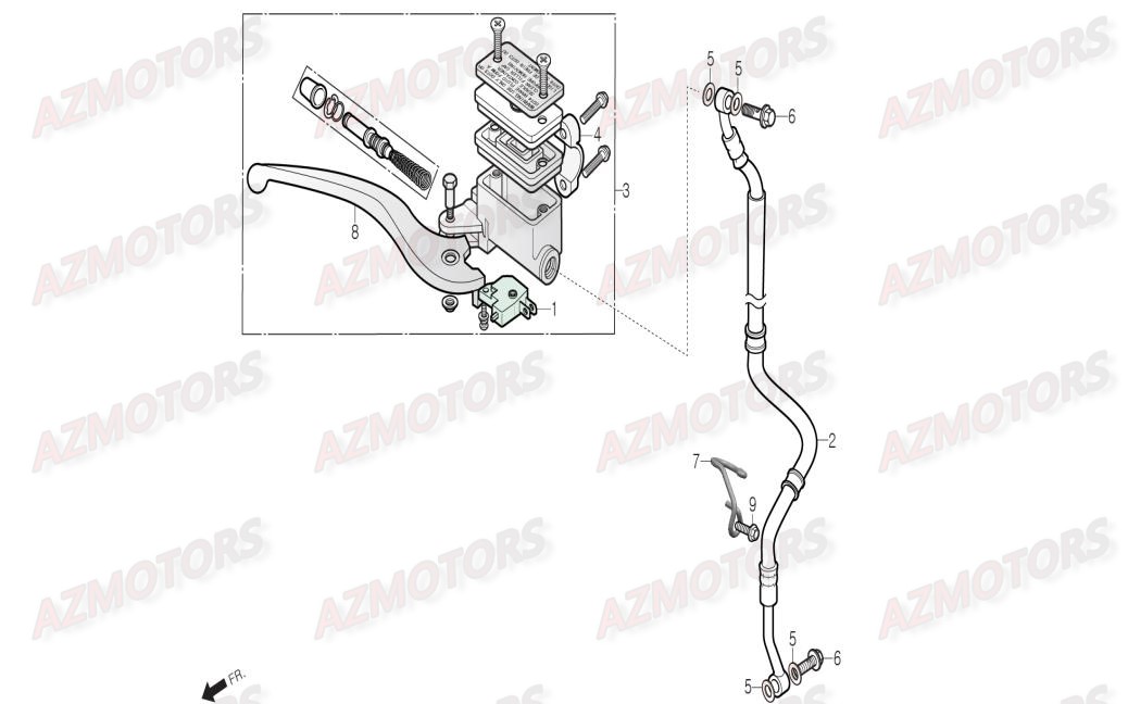 Maitre Cylindre De Frein Avant DAELIM Pieces Scooter DAELIM Aroma 125cc