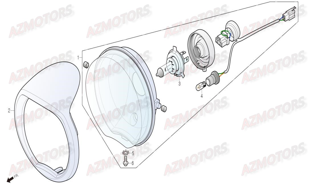 Optique De Phare DAELIM Pieces Scooter DAELIM Aroma 125cc