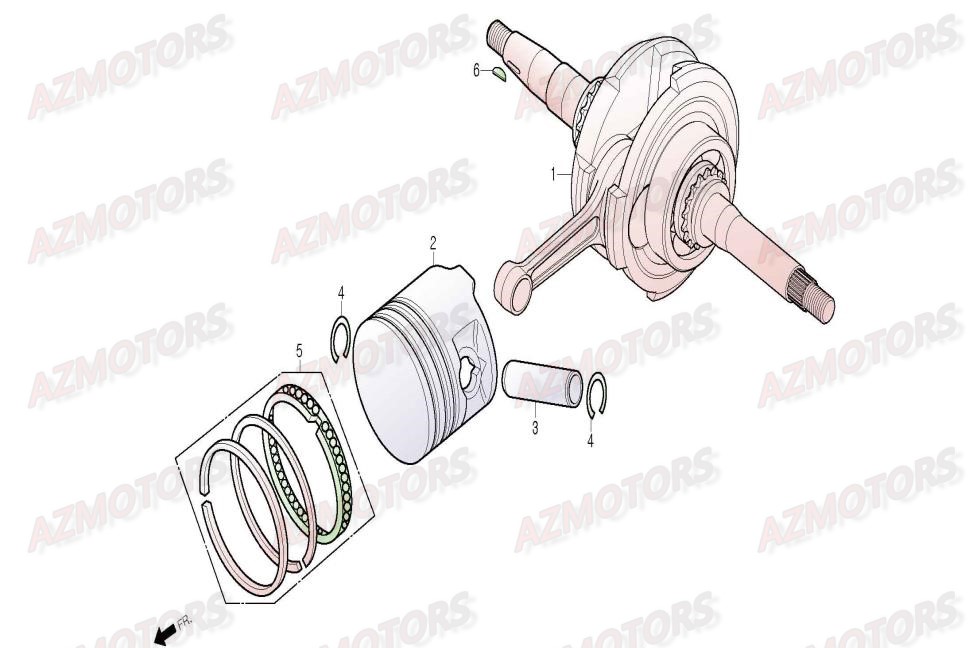 Piston Vilebrequin DAELIM Pieces Scooter DAELIM Aroma 125cc