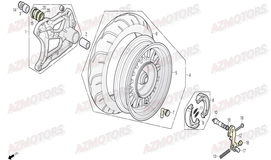 Roue Arriere DAELIM Pieces Scooter DAELIM Aroma 125cc