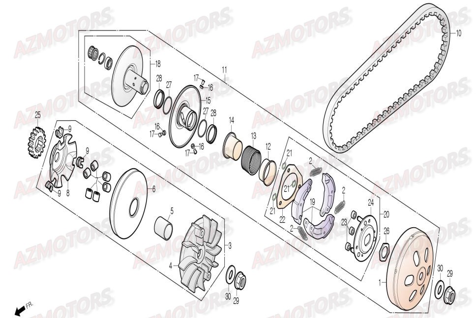 Variateur DAELIM Pieces Scooter DAELIM Aroma 125cc