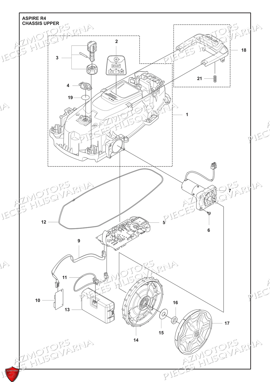 Partie Superieure Du Chassis HUSQVARNA PIECES ASPIRE_R4 ROBOT TONDEUSE HUSQVARNA