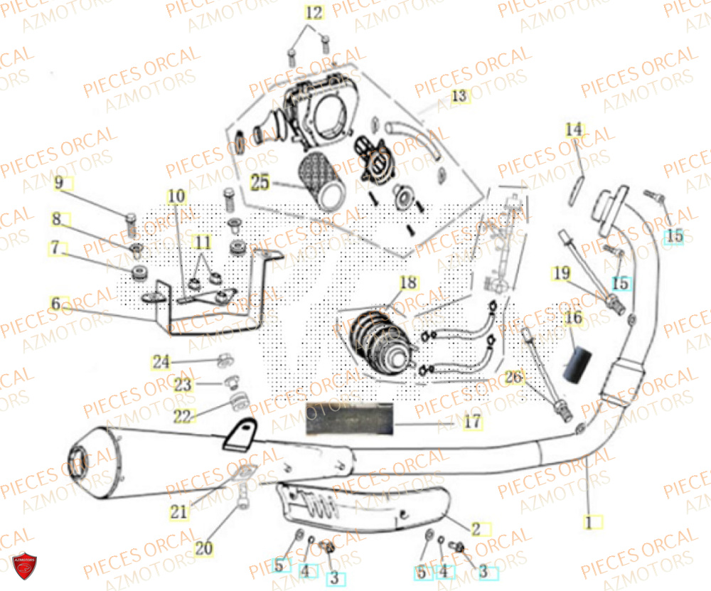 Echappement ORCAL Pièces Orcal ASTOR 3 125cc EURO5+