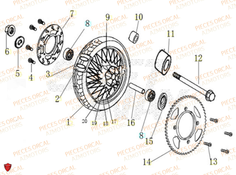 Roue Arriere ORCAL Pièces Orcal ASTOR 3 125cc EURO5+