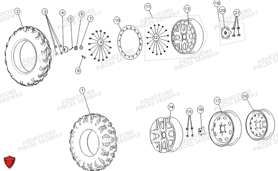 Roues Arriere SEGWAY Pièces SNARLER AT6 L EPS DELUXE