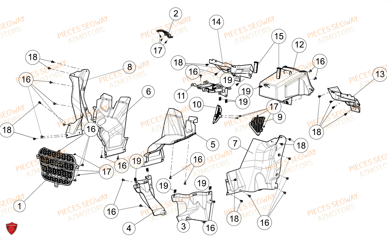 Caches Plastiques SEGWAY Pièces AT6L STANDARD CHASSIS LONG