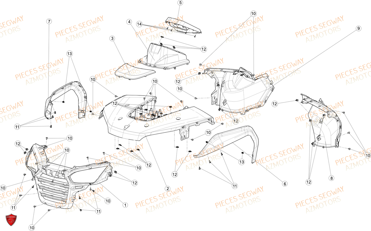 Carrosserie Avant SEGWAY Pièces AT6L STANDARD CHASSIS LONG