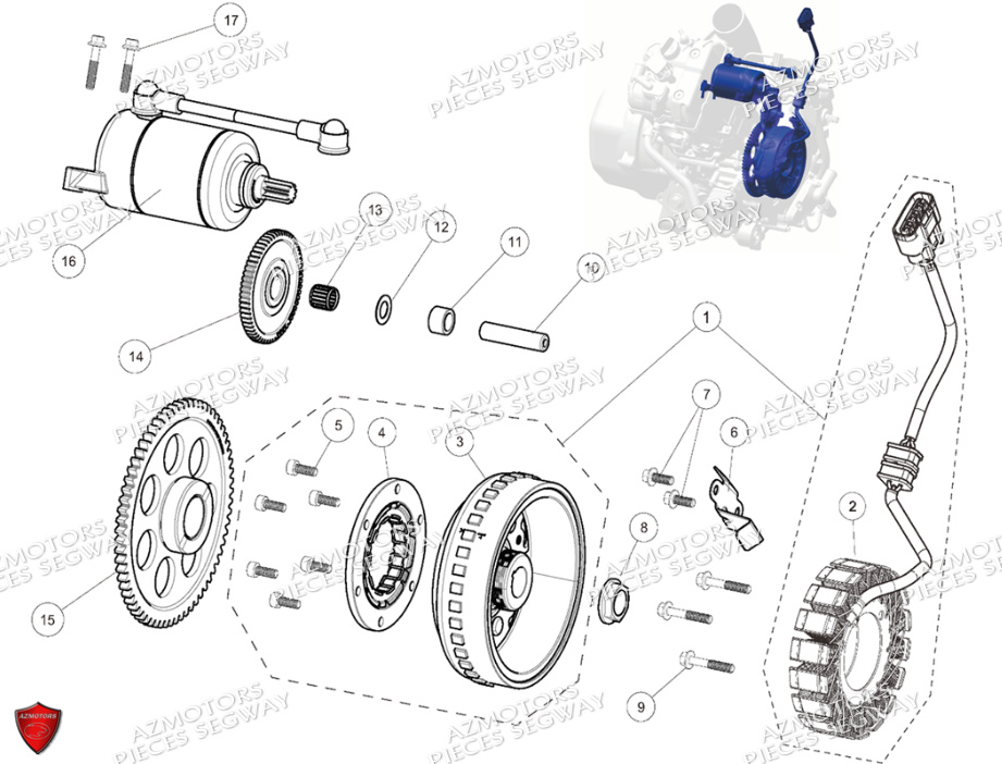 Ensemble Alternateur Demarreur SEGWAY Pièces QUAD SNARLER AT6S EPS
