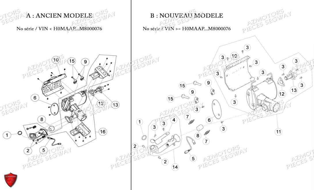 Ensemble Echappement SEGWAY Pièces QUAD SNARLER AT6S EPS