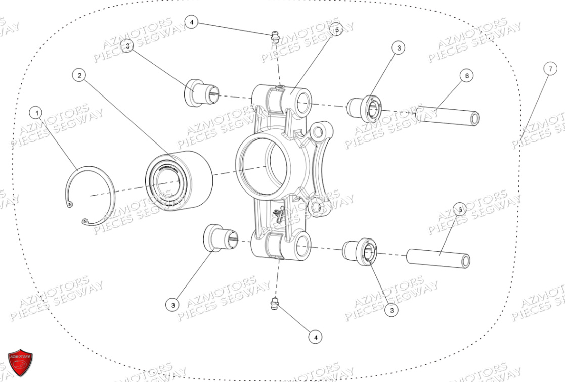 PIVOT DE ROUE ARRIERE GAUCHE INF A 001782 SEGWAY AT6S