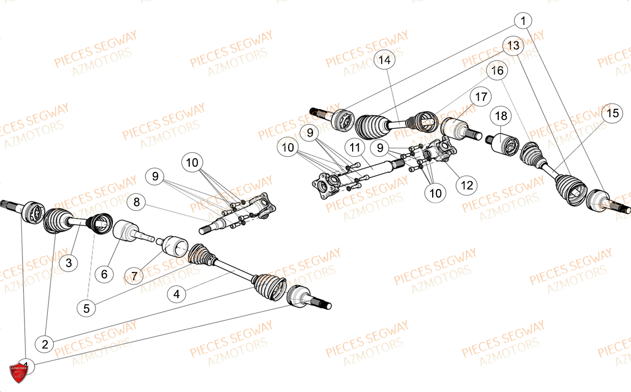 Cardans (details Court Gsp) AZMOTORS Pièces SNARLER AT6S STANDARD