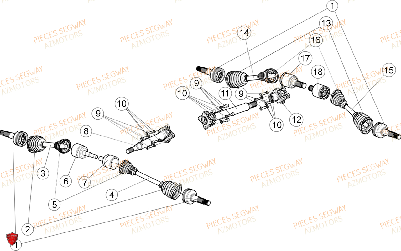Cardans (details Court Ltd) AZMOTORS Pièces SNARLER AT6S STANDARD