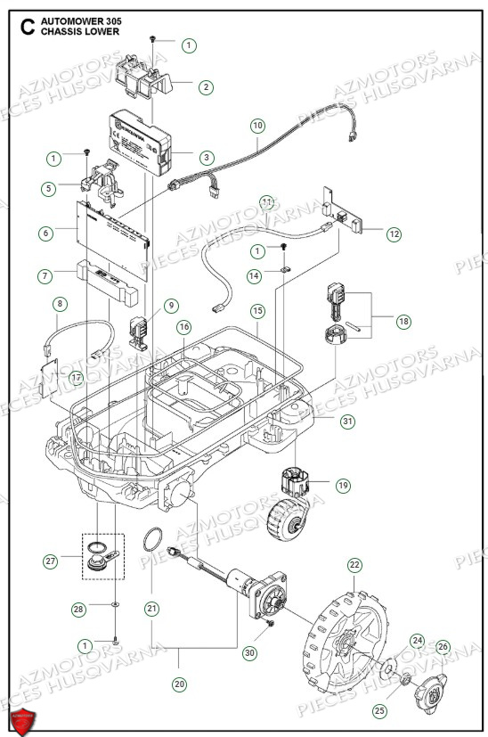 Chassis Inferieur HUSQVARNA PIECES AUTOMOWER 305 ROBOT TONDEUSE HUSQVARNA