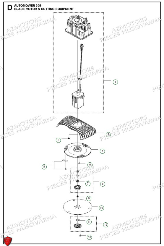 Moteur De Coupe Et Equipement De Coupe HUSQVARNA PIECES AUTOMOWER 305 ROBOT TONDEUSE HUSQVARNA