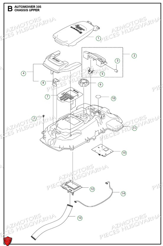 Partie Superieure Du Chassis HUSQVARNA PIECES AUTOMOWER 305 ROBOT TONDEUSE HUSQVARNA