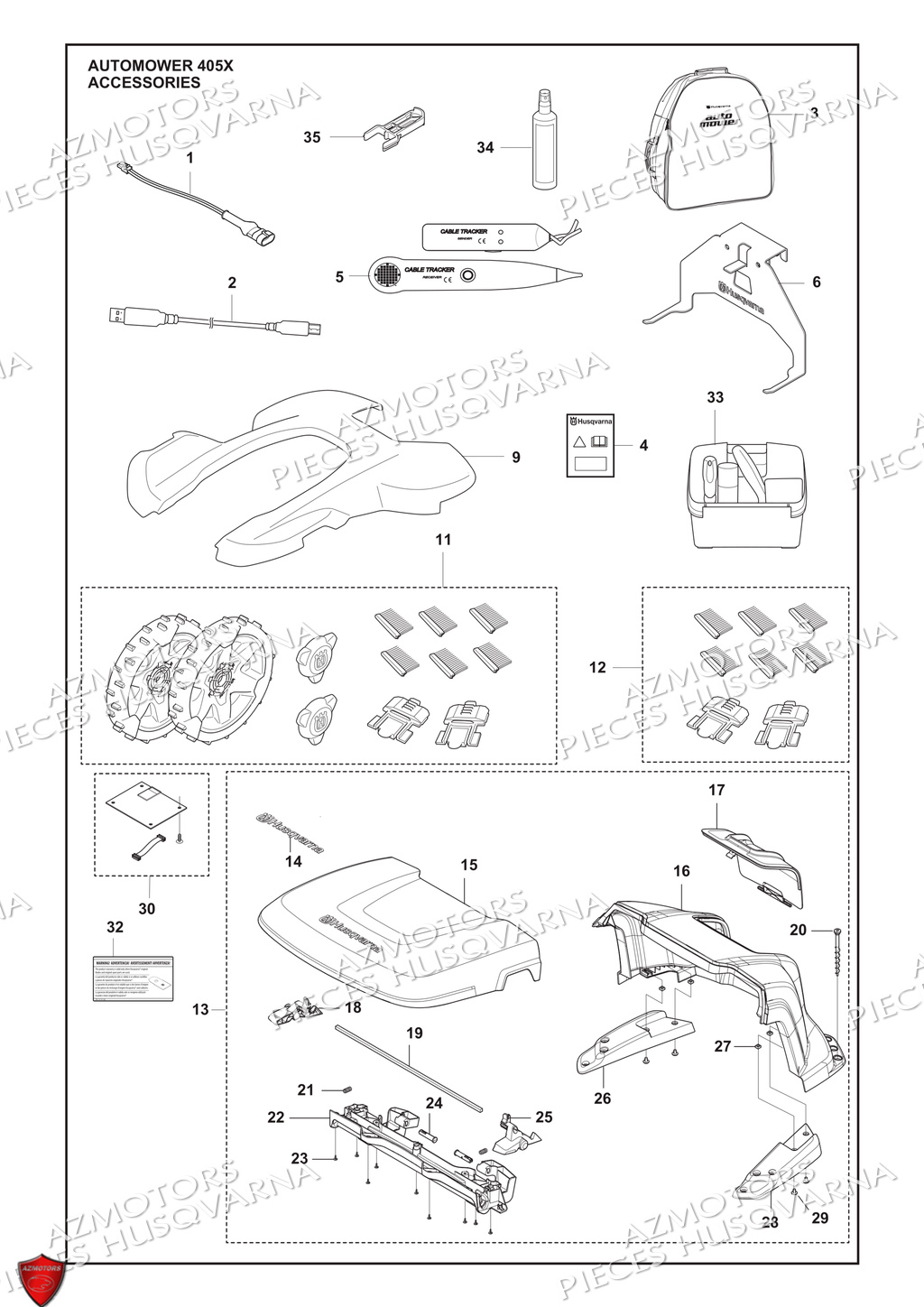 Accessoires HUSQVARNA PIECES 405X ROBOT TONDEUSE HUSQVARNA