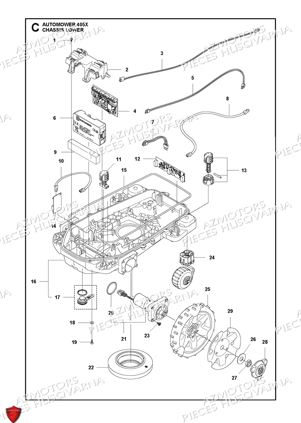 Chassis Inferieur HUSQVARNA PIECES 405X ROBOT TONDEUSE HUSQVARNA