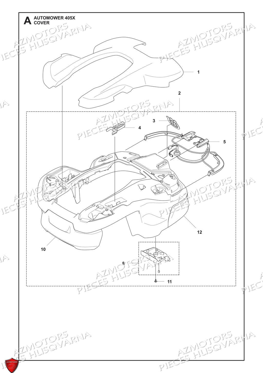 Couvercle HUSQVARNA PIECES 405X ROBOT TONDEUSE HUSQVARNA