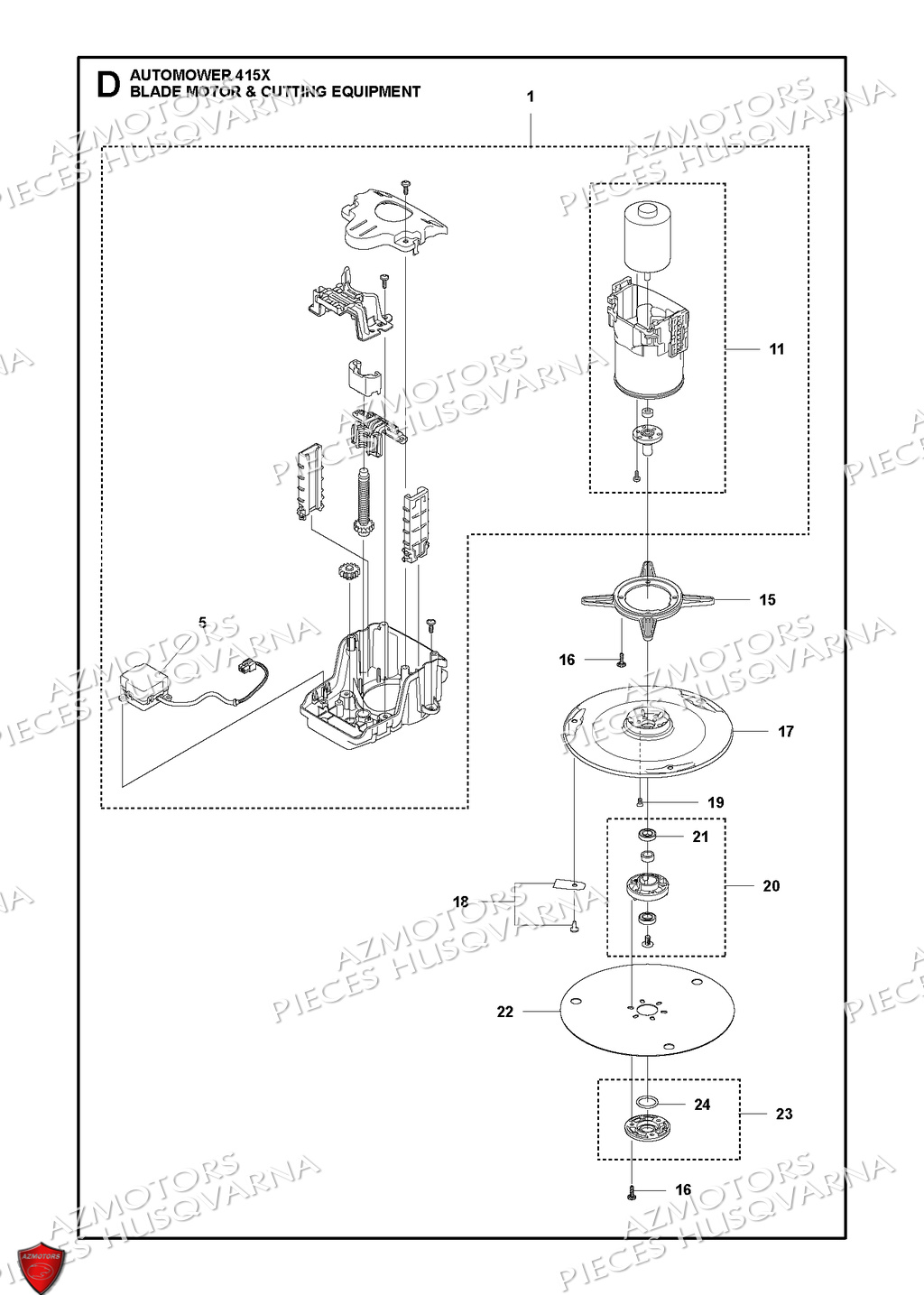 Moteur De Coupe Et Equipement De Coupe HUSQVARNA PIECES 415X ROBOT TONDEUSE HUSQVARNA