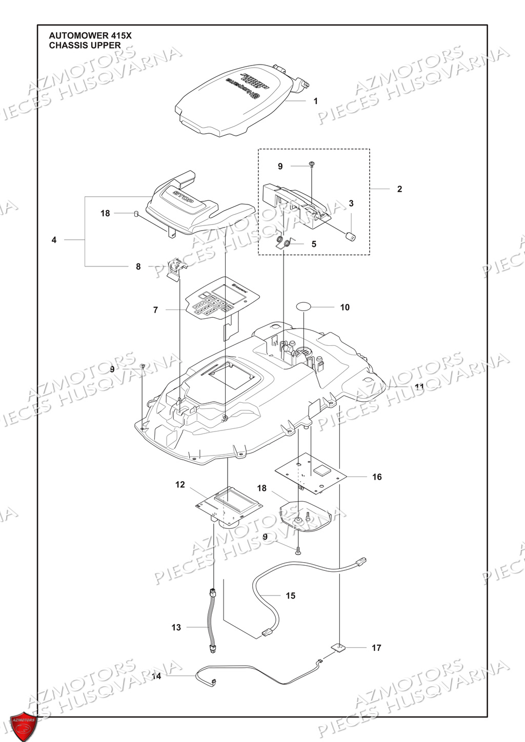 Partie Superieure Du Chassis HUSQVARNA PIECES 415X ROBOT TONDEUSE HUSQVARNA