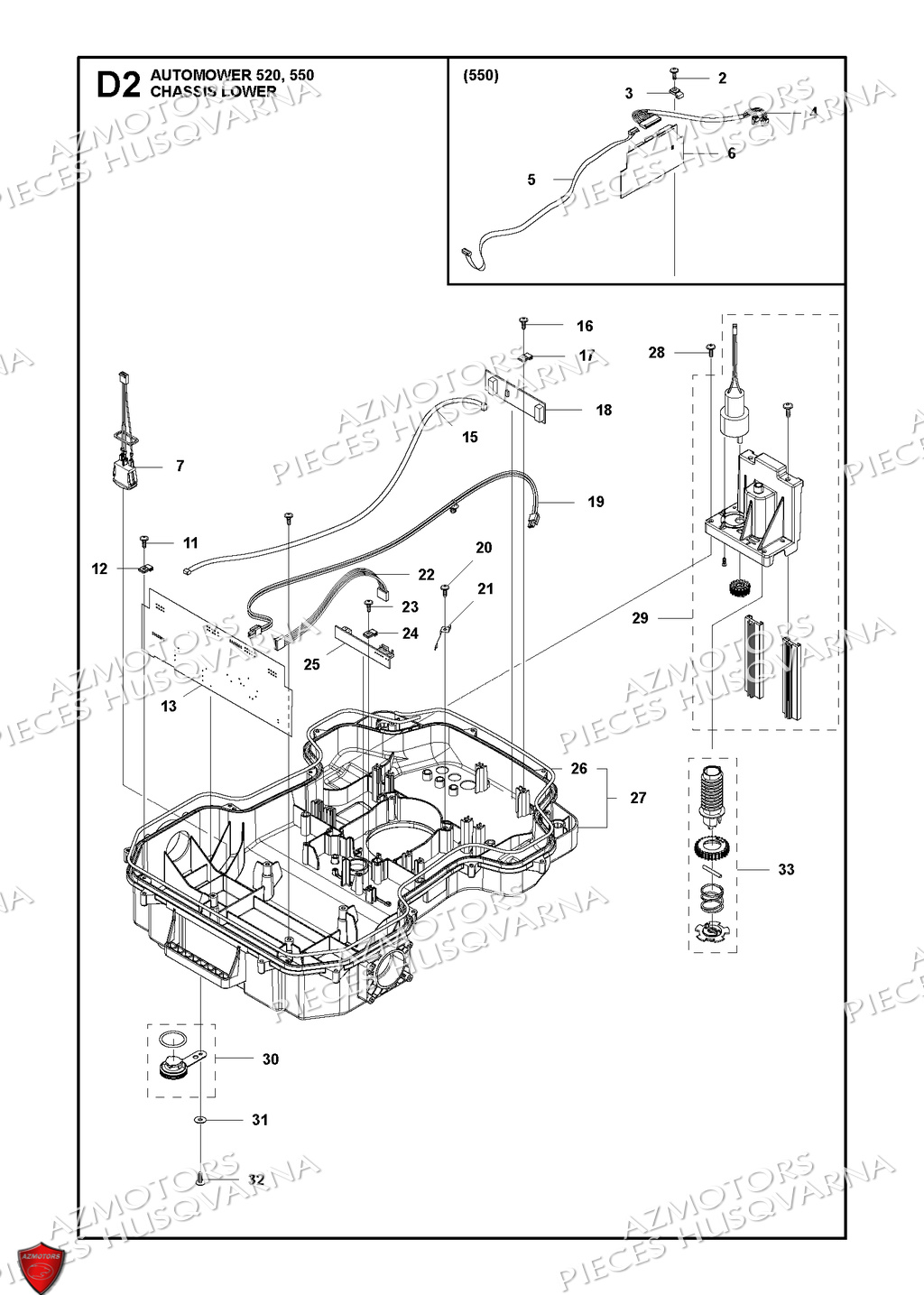 Chassis Inferieur HUSQVARNA PIECES AUTOMOWER 520 ROBOT TONDEUSE HUSQVARNA