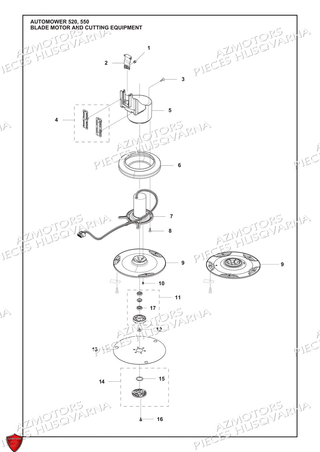 Moteur De Coupe Et Equipement De Coupe HUSQVARNA PIECES AUTOMOWER 520 ROBOT TONDEUSE HUSQVARNA