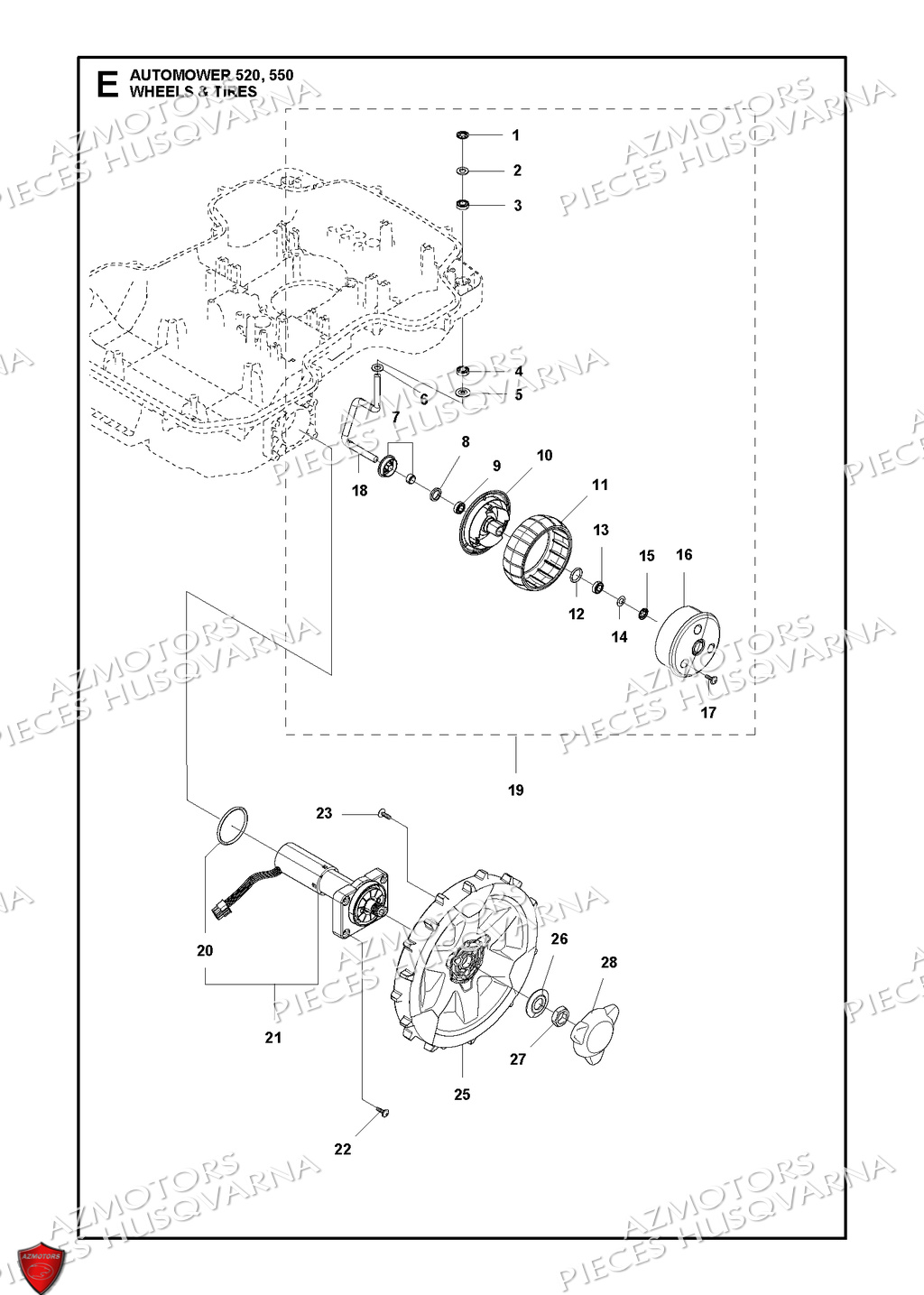 Roues Et Pneus HUSQVARNA PIECES AUTOMOWER 520 ROBOT TONDEUSE HUSQVARNA