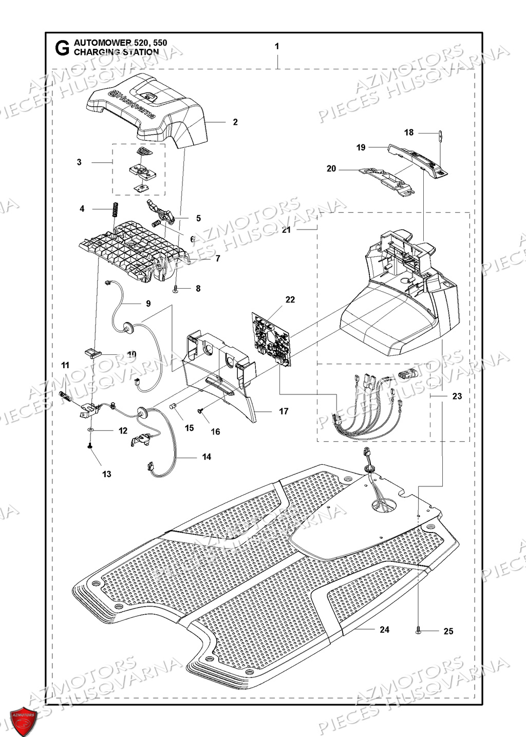 Station De Charge HUSQVARNA PIECES AUTOMOWER 520 ROBOT TONDEUSE HUSQVARNA