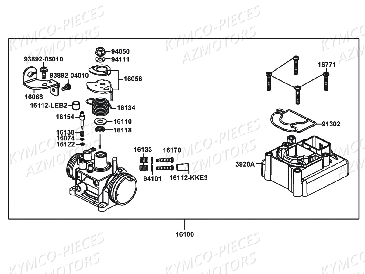 Carburation KYMCO Pièces AGILITY CARRY 125I CBS E4 (KN25MB)