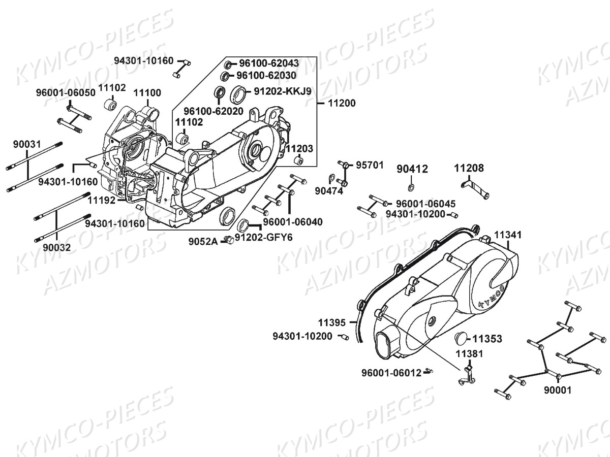 Carter Moteur KYMCO Pièces AGILITY CARRY 125I CBS E4 (KN25MB)
