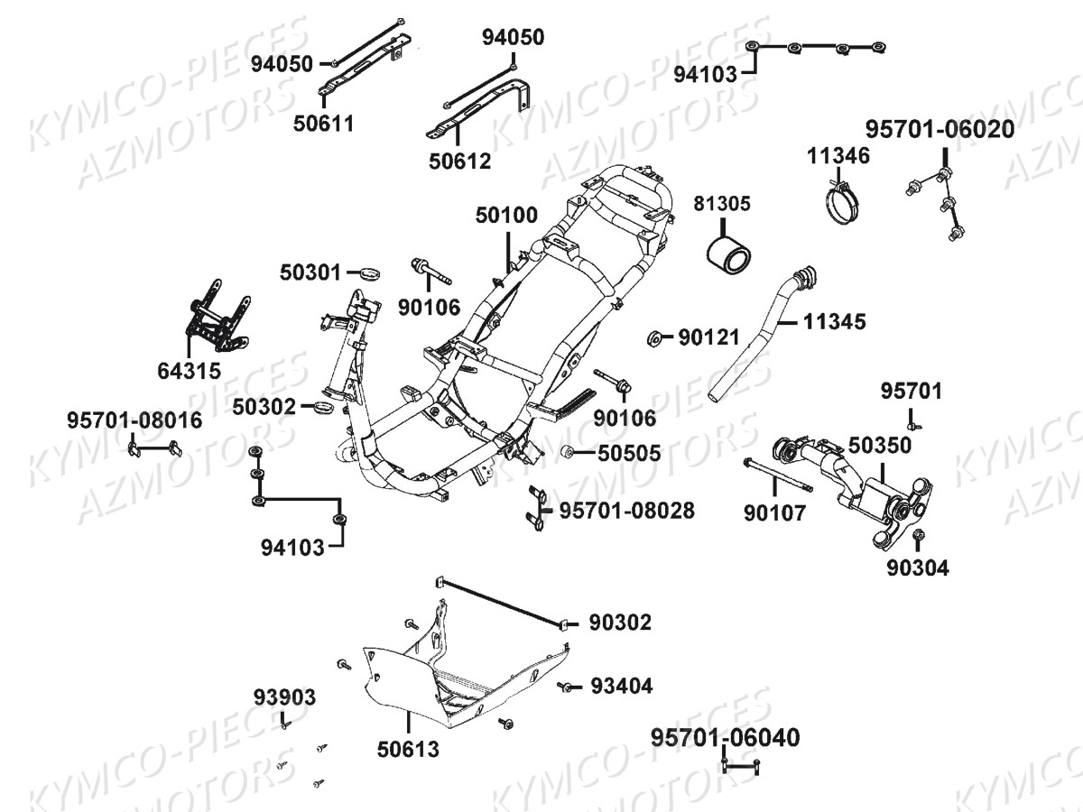 Chassis KYMCO Pièces AGILITY CARRY 125I CBS E4 (KN25MB)