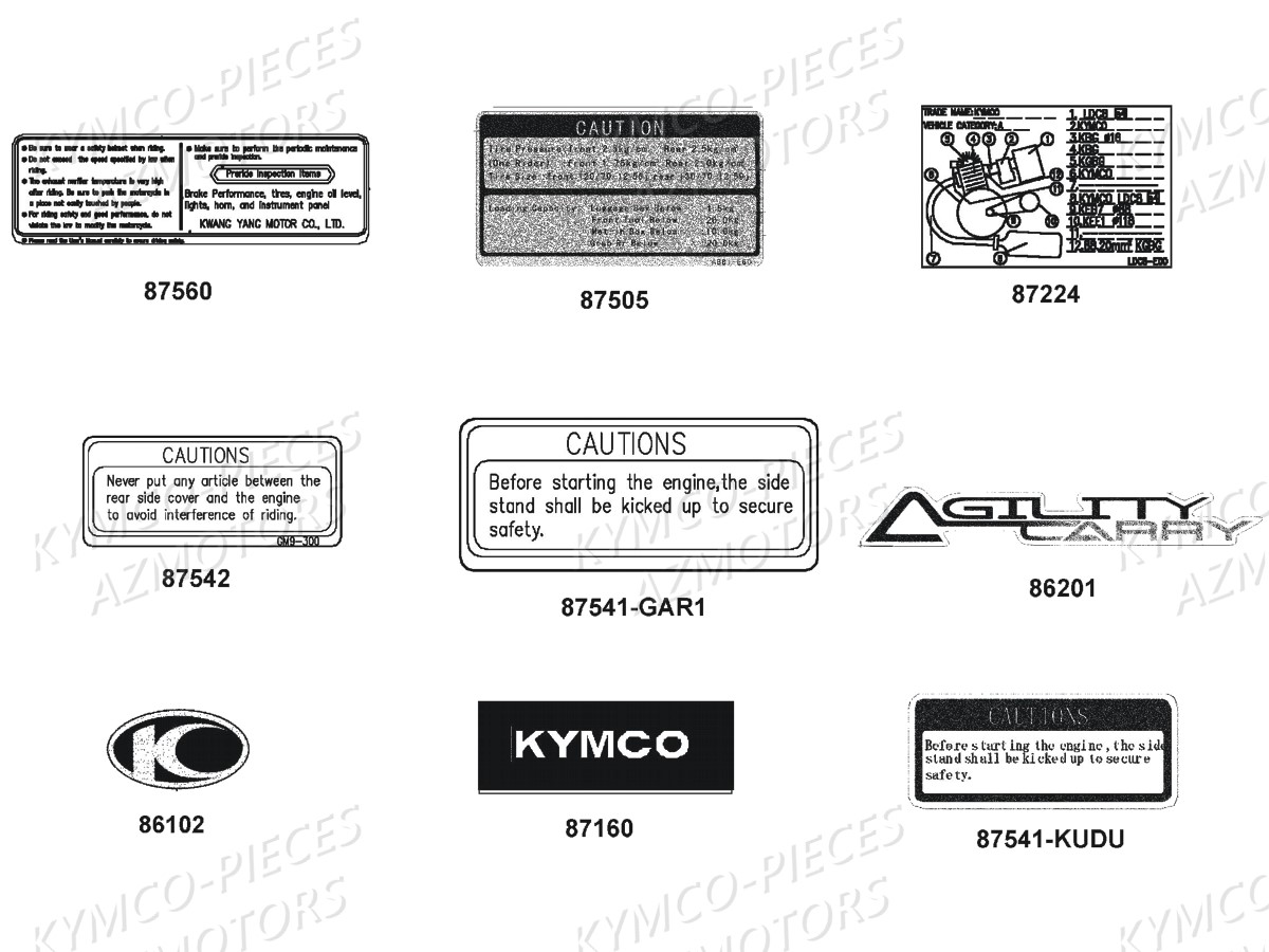 Decors-labels KYMCO Pièces AGILITY CARRY 125I CBS E4 (KN25MB)